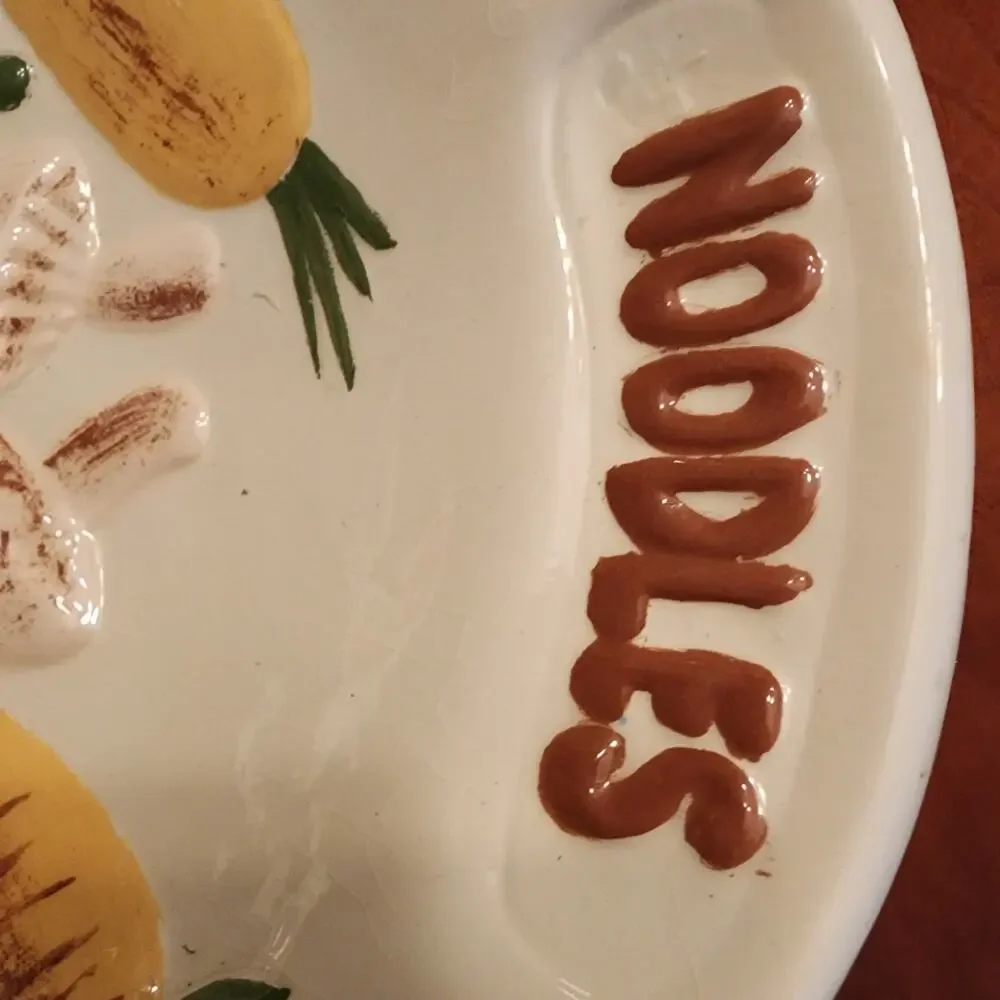 Ceramic Pasta Bowl Veggies Handpainted